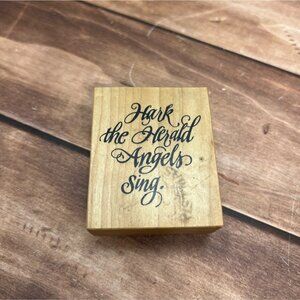 1994 PSX E-1355 HARK THE HERALD ANGELS SING WOOD MOUNTED RUBBER STAMP